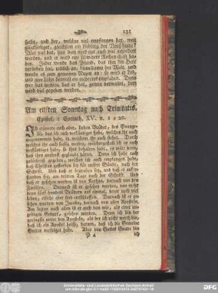 Am eilften Sonntag nach Trinitatis. Epistel, 1 Corinth. XV. v. 1 - 20.