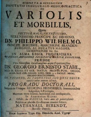 Disp. inaug. ... de variolis et morbillis