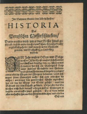 Historia Des Preusischen Messerschluckers ...