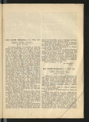 Zehnte ordentliche Versammlung am 11. Oktober 1884