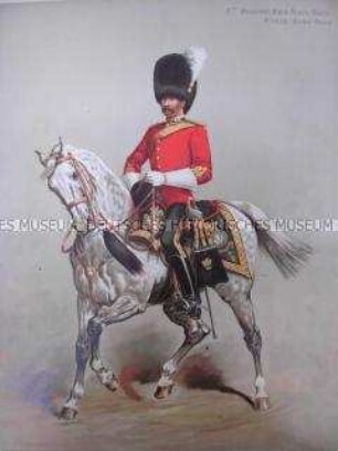 Uniformdarstellung, Offizier des 2. Dragoner-Regiments zu Pferd, Großbritannien, 1880/1890.