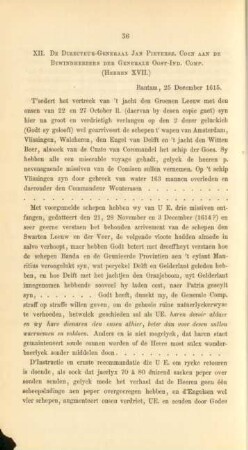 XII. De directeur-generaal Jan Pietersz. Coen aan de bewindhebbers der generale Ost-Ind. Comp. (Heeren XVII.)