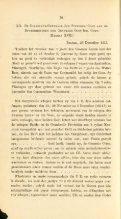 XII. De directeur-generaal Jan Pietersz. Coen aan de bewindhebbers der generale Ost-Ind. Comp. (Heeren XVII.)
