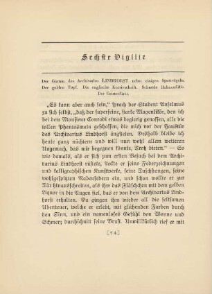 Sechste Vigilie Der Garten des Archivarius Lindhorst nebst einigen Spottvögeln ...