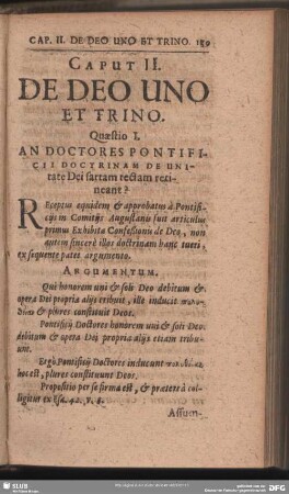 Caput II. De Deo Uno Et Trino