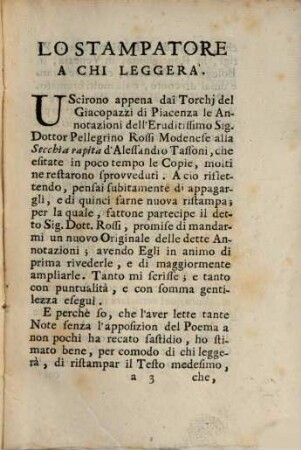 La Secchia Rapita : Poema Eroicomico