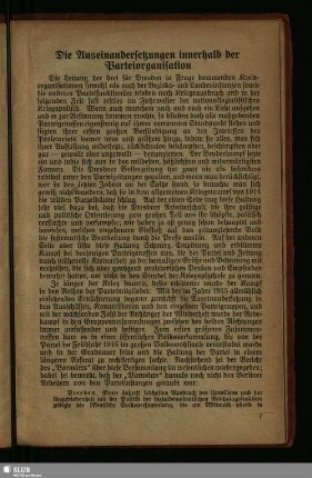 Die Auseinandersetzungen innerhalb der Parteiorganisation