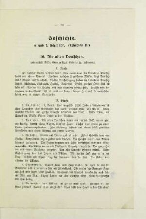 Geschichte. 6. und 7. Schuljahr (Lehrplan II)