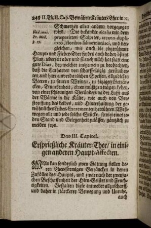 Das III. Capitel. Ersprießliche Kräuter-Thee/ in einigen anderen Haupt-Affecten.
