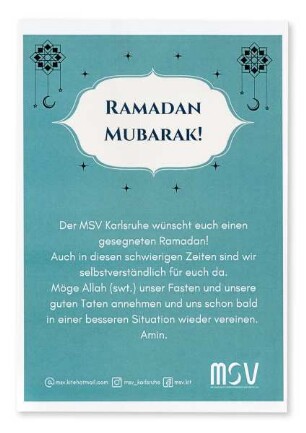 Handzettel "Ramadan Mubarak!"