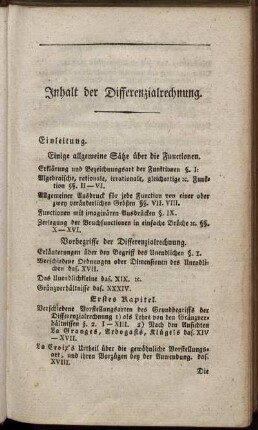 Inhalt der Differenzialrechnung. Einleitung.