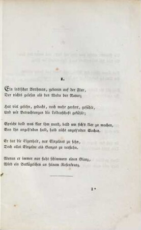 Die Weisheit des Brahmanen : ein Lehrgedicht in Bruchstücken, 1