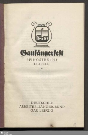 Gausängerfest : Pfingsten 1925, Leipzig
