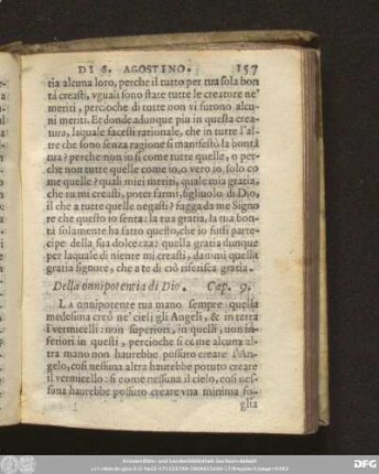 Della omnipotentia di Dio. Cap. 9.