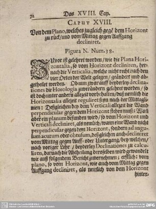 CAPUT XVIII. Von dem Plano, welches zugleich gege dem Horizont zu rück/und vom Mittag gegen Auffgang decliniret.