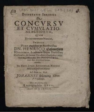 Disputatio Iuridica De Concursu Et Cumulatione Actionum