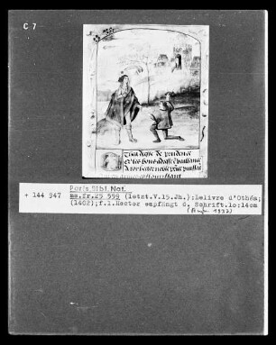 L'Epistre Othéa: Fol. 1: Hector empfängt die Schrift