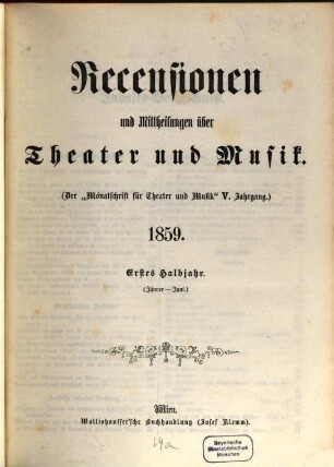 Recensionen und Mittheilungen über Theater und Musik. 5, 5. 1859