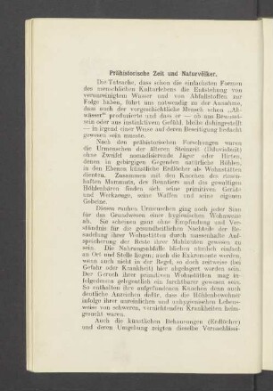 Prähistorische Zeit und Naturvölker