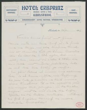 Brief an Karl Klindworth : 23.11.1906