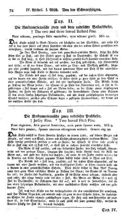Cap.III. Die Nordamericanische zweynadelichte Pechkiefer. Pinus virginiana foliis geminis. Mill.