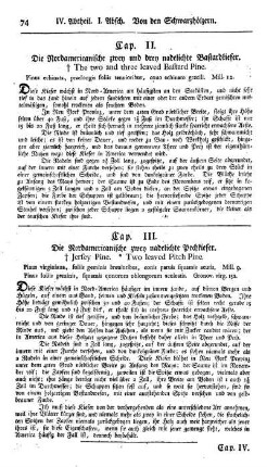 Cap.III. Die Nordamericanische zweynadelichte Pechkiefer. Pinus virginiana foliis geminis. Mill.