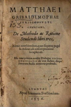 De methodo ac ratione studendi : libri III.