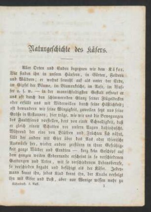 Naturgeschichte des Käfers.