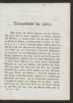 Naturgeschichte des Käfers.