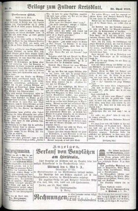 Zweite Ausgabe vom Samstag, den 30. April 1892.