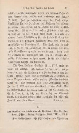 711-715 [Rezension] Fischer, Engelbert Lorenz, Das Problem des Übels und die Theodicee