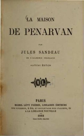 La maison de Penarvan : Par Jules Sandeau