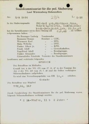 Stickel, Erna, geb. Würthner