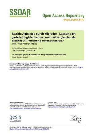 Soziale Aufstiege durch Migration: Lassen sich globale Ungleichheiten durch fallvergleichende qualitative Forschung rekonstruieren?