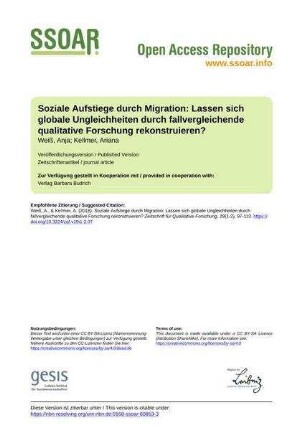 Soziale Aufstiege durch Migration: Lassen sich globale Ungleichheiten durch fallvergleichende qualitative Forschung rekonstruieren?