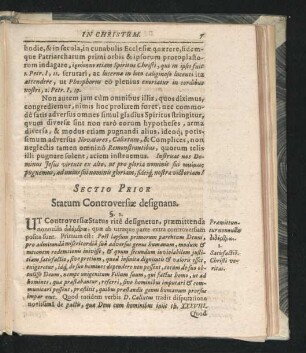 Sectio Prior. Statum Controversiae designans.