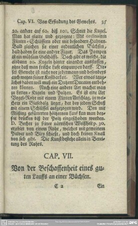 Cap. VII. Von der Beschaffenheit eines guten Lauffs an einer Büchsen