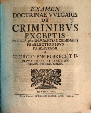 Examen doctrinae vulgaris de criminibus exceptis