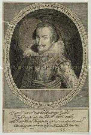 Brustbildnis des Georg Wilhelm Kurfürst von Brandenburg mit Medaillonkette in ovalem Rahmen
