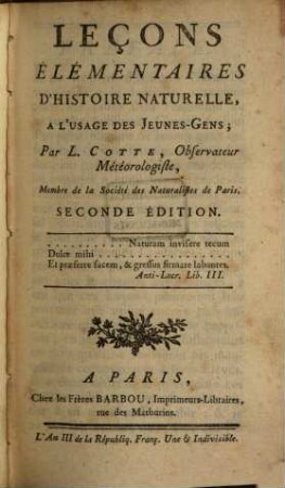 Leçons élémentaires d'histoire naturelle