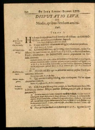 Disputatio LXVII. De Modis, quibus Feudum amittitur
