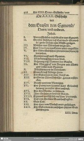 Die XXXII. Geschicht von dem Grafen von Egmond, Horn, und andren