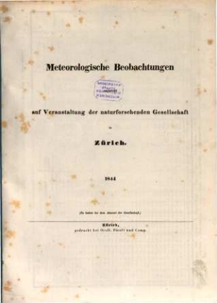 Meteorologische Beobachtungen. 1844