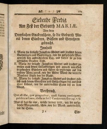 179-182, Innhalt; Vorspruch; Eingang; Vortrag und Abtheilung