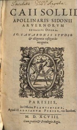 Caii Sollii Apollinaris Sidonii Opera