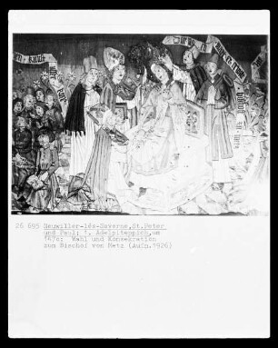 Wandteppich mit Szenen aus dem Leben des heiligen Adelphus — Wahl und Konsekration des heilige Adelphus zum Bischof von Metz