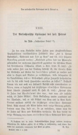 321-338 Der Antiochenische Episcopat des heiligen Petrus und die Feste "Cathedra Petri" : I.