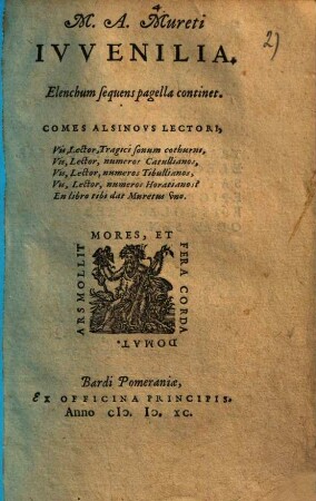 M. A. Mureti Ivvenilia : Elenchum sequens pagella continet