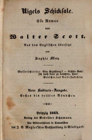 Nigels Schicksale : Ein Roman, 1/3