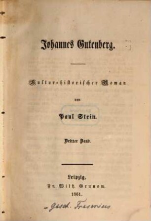 Johannes Gutenberg : Kultur-historischer Roman, 3